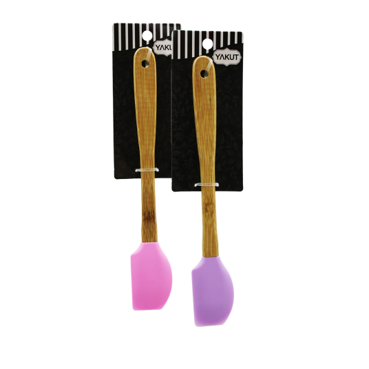 BAMBU AHŞAP SAPLI SİLİKON PASTA SPATULA