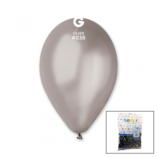 GM-110-38 METALİK - GÜMÜŞ BALON 11&apos;&apos; - 28CM - 100 PARÇA