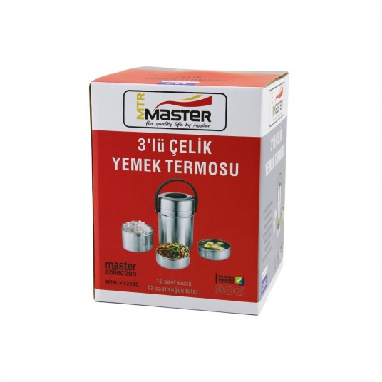 3LÜ ÇELİK YEMEK TERMOSU SEFER TASI 2LT