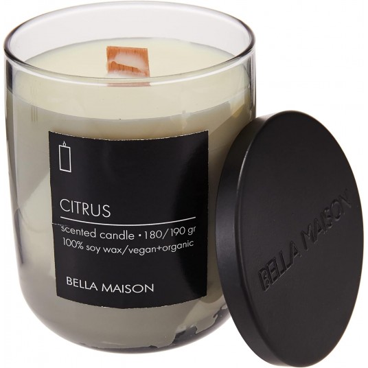 MAISON Citrus Düz%100 Soy Wax Kokulu Mum, Antrasit, 180/190gr