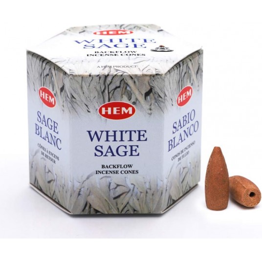 Tütsü Geri Akış Şelale Beyaz Adaçayı Kokulu 40 Konik Tütsü - White Sage Backflow Incense Cones