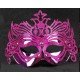 Metalik Fuşya Pembe Renk Masquerade Kelebek Simli Parti Maskesi 23x14 cm