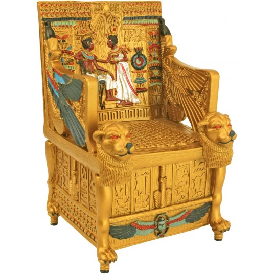 Toscano Mısır dekorlu takı kutusu - King Tut Golden Thron Jewelry Box - Mısır heykelleri