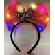 Led Işıklı 3 Farklı Fonksiyonda Yanan Gümüş Love Yazılı Fuşya Pembe Fiyonk  20X17 cm