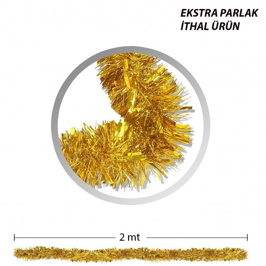 Parti İçin Sim Süs 2 Metre Uzunluk 8 cm Genişlik Altın Renk İthal