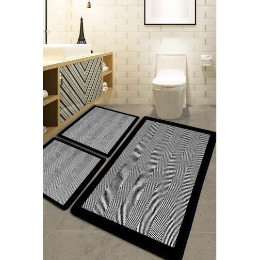 Black 3lü Set Banyo Halısı Djt