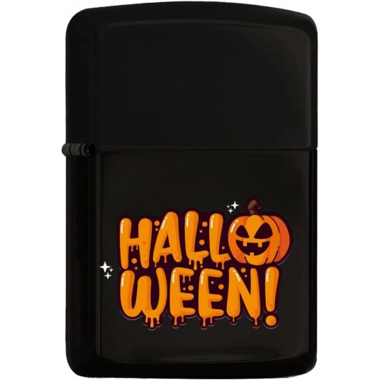 Gift Halloween Tasarımlı Renkli Baskılı Siyah Benzinli Metal Çakmak