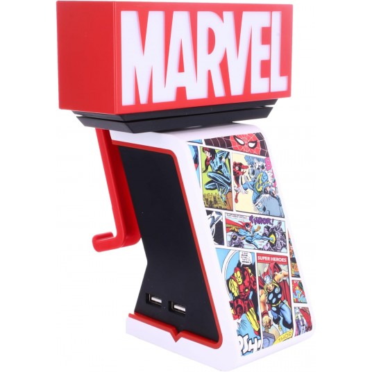 Ikon Marvel Logo Controller/Smartphone-Halter | Tischdeko Fanartikel Lifestyle LED Designbeleuchtung