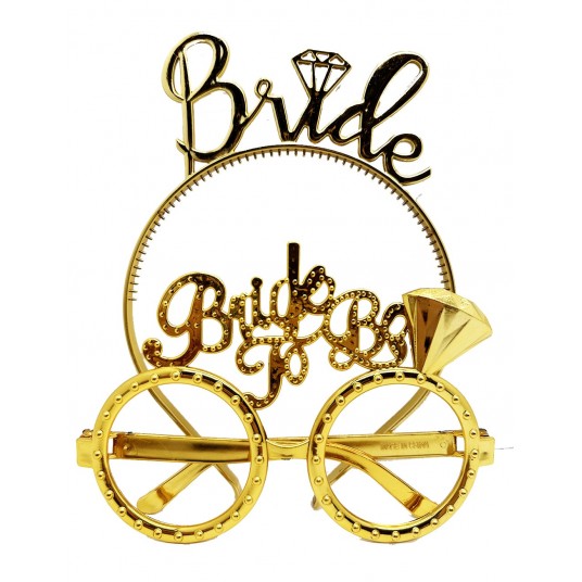 Bride Yazılı  ve Bride To Be Yazılı Gözlük Seti Altın Renk